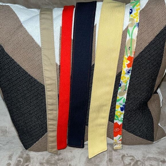 Vintage Lot of 5 Womens Cloth Belts Red Black Yellow Tan Floral Cottagecore - Picture 1 of 3